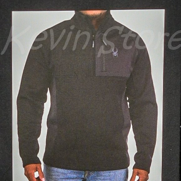 BLACK NWT Spyder Men’s Half (1/2) Zip‎ Jacket - Picture 8 of 8